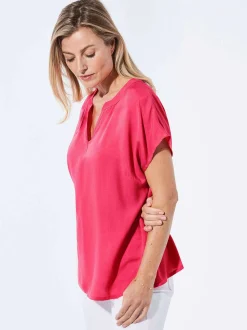 Goldner Damen Schlupfblusen - Kurzgröße in pink