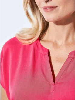 Goldner Damen Schlupfblusen - Kurzgröße in pink