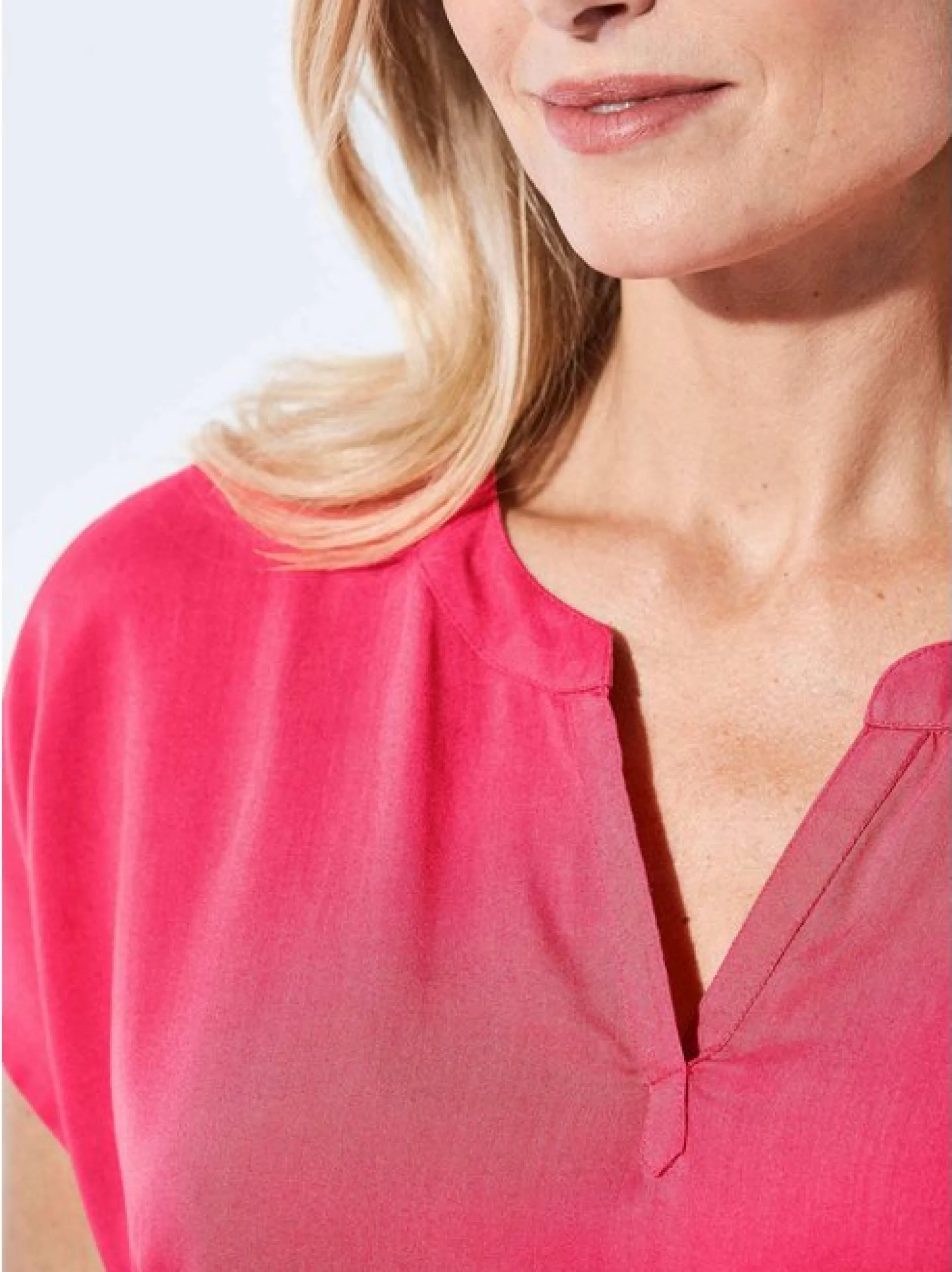Goldner Damen Schlupfblusen - Kurzgröße in pink