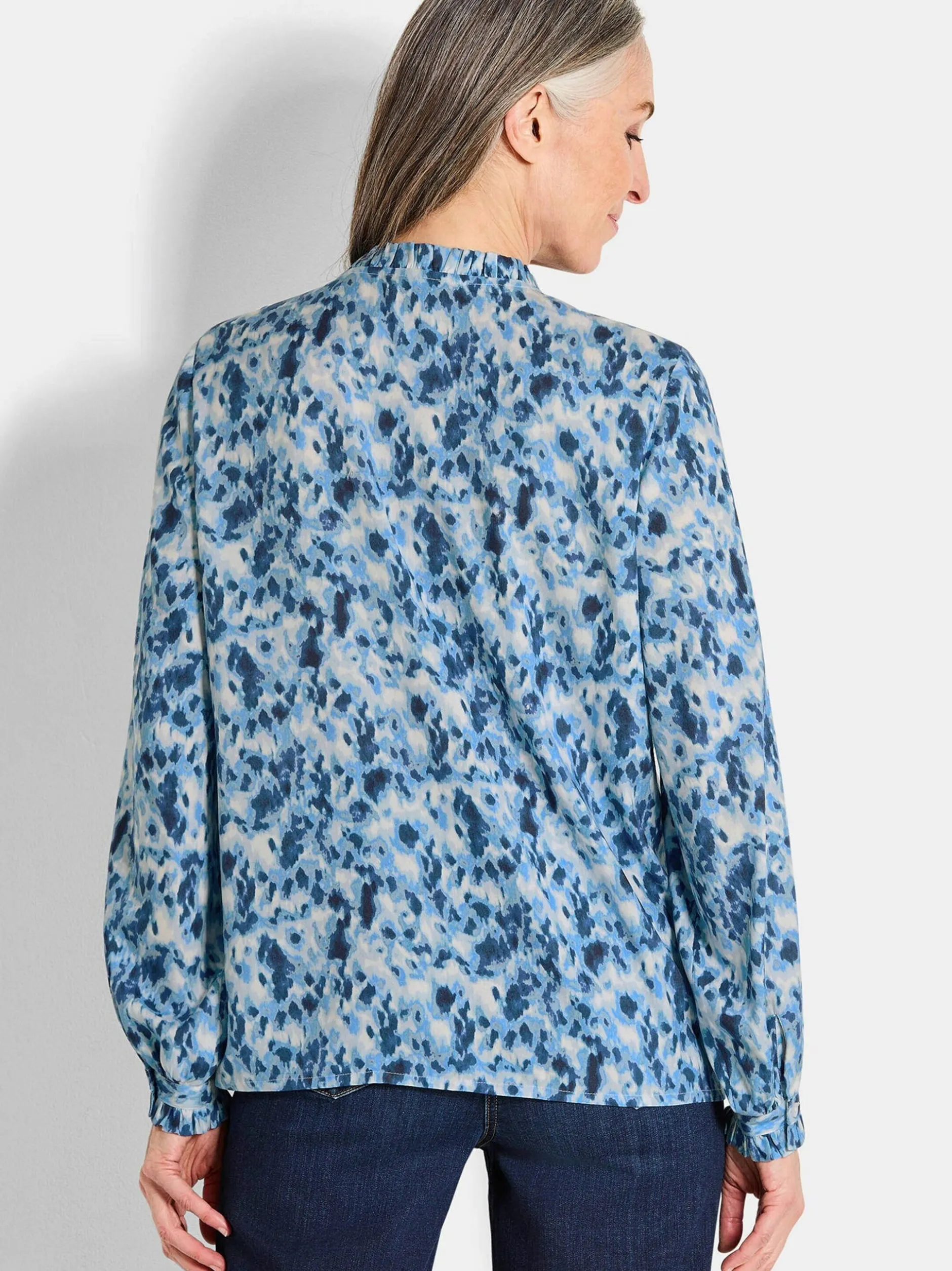 Goldner Damen Schlupfblusen - Kurzgröße in blau