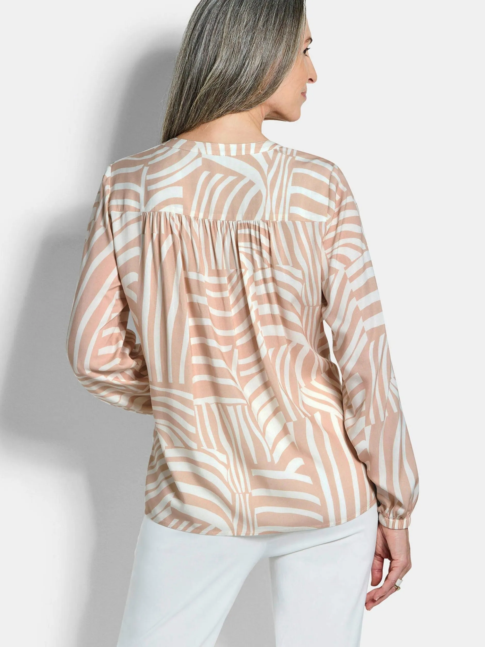 Goldner Damen Schlupfblusen - Kurzgröße in beige