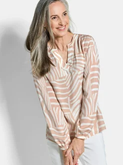 Goldner Damen Schlupfblusen - Kurzgröße in beige