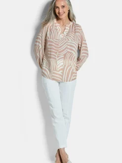 Goldner Damen Schlupfblusen - Kurzgröße in beige