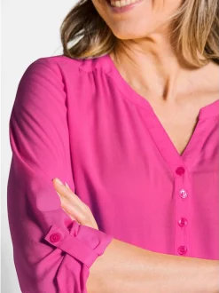 Goldner Damen Schlupfblusen in pink - Ärmel: langarm