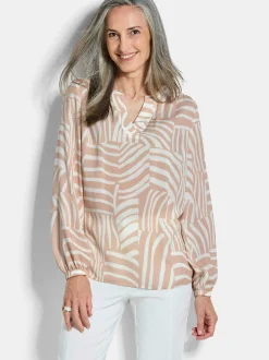 Goldner Damen Schlupfblusen in beige - Ärmel: langarm