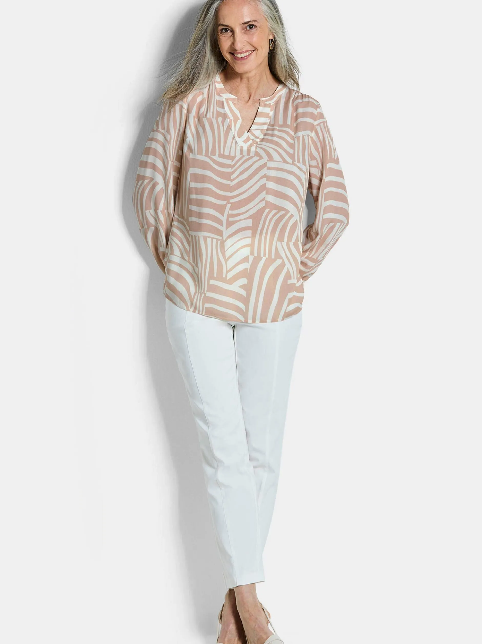 Goldner Damen Schlupfblusen in beige - Ärmel: langarm