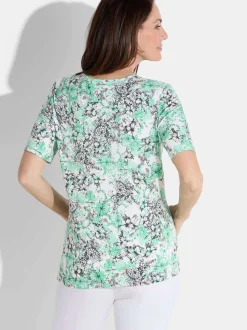 Goldner Damen Shirt in grün mehrfarbig - Ärmel: Halbarm