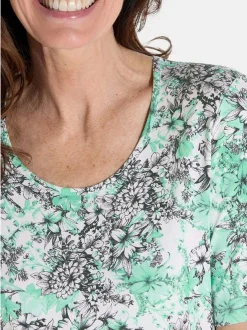 Goldner Damen Shirt in grün mehrfarbig - Ärmel: Halbarm