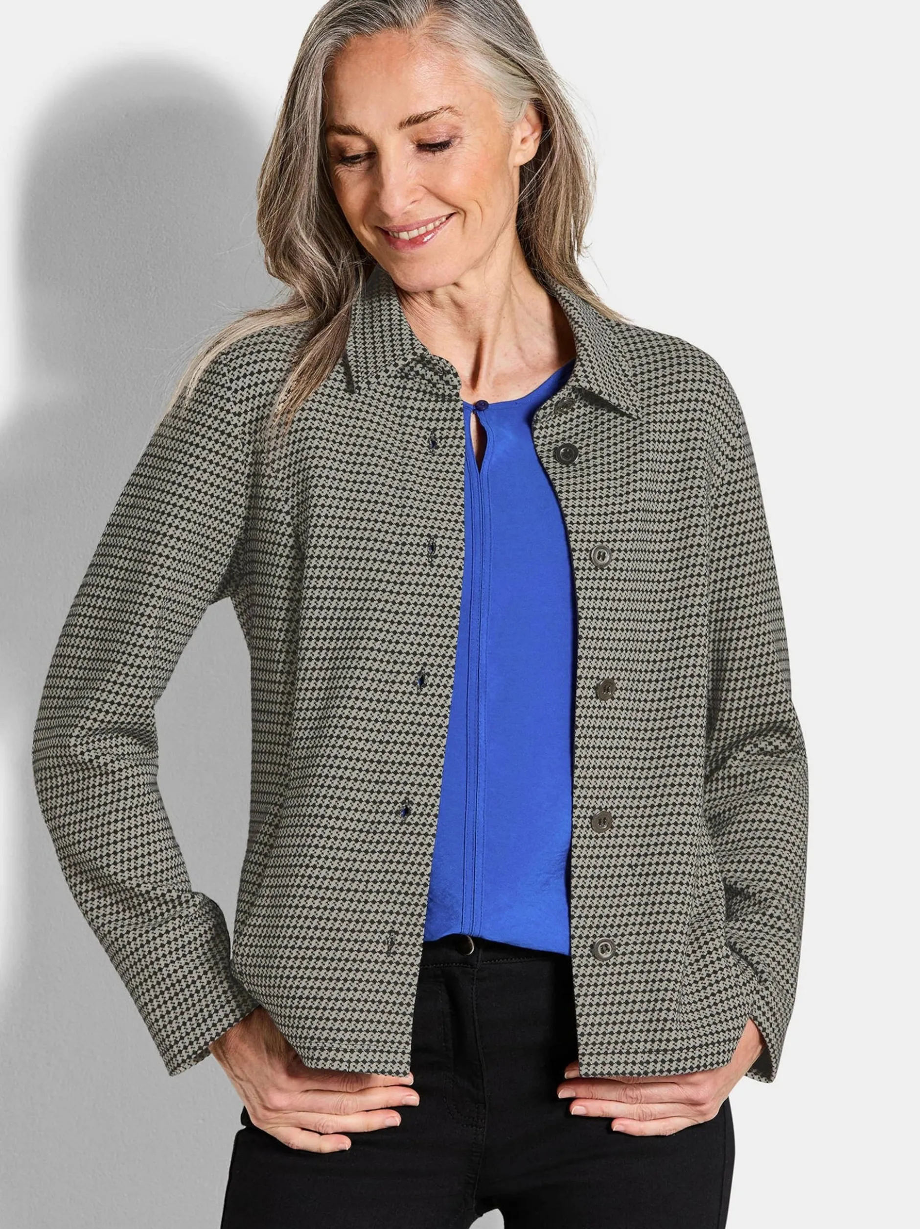 Goldner Damen Shirtjacken - Kurzgröße in grau