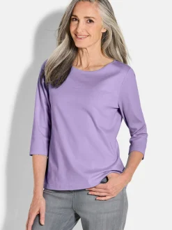 Goldner Damen Shirts in flieder - Ausschnitt: U-Boot