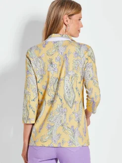 Goldner Damen Shirts in gelb - Ausschnitt: Polokragen