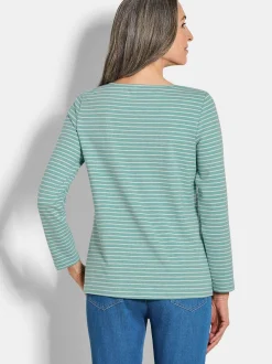 Goldner Damen Shirts in grün - Ausschnitt: U-Boot