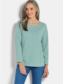 Goldner Damen Shirts in grün - Ausschnitt: U-Boot