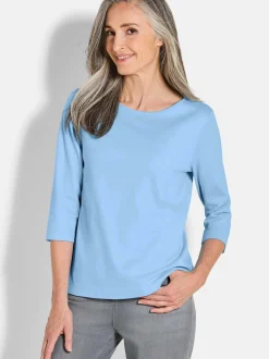 Goldner Damen Shirts in hellblau - Ausschnitt: U-Boot