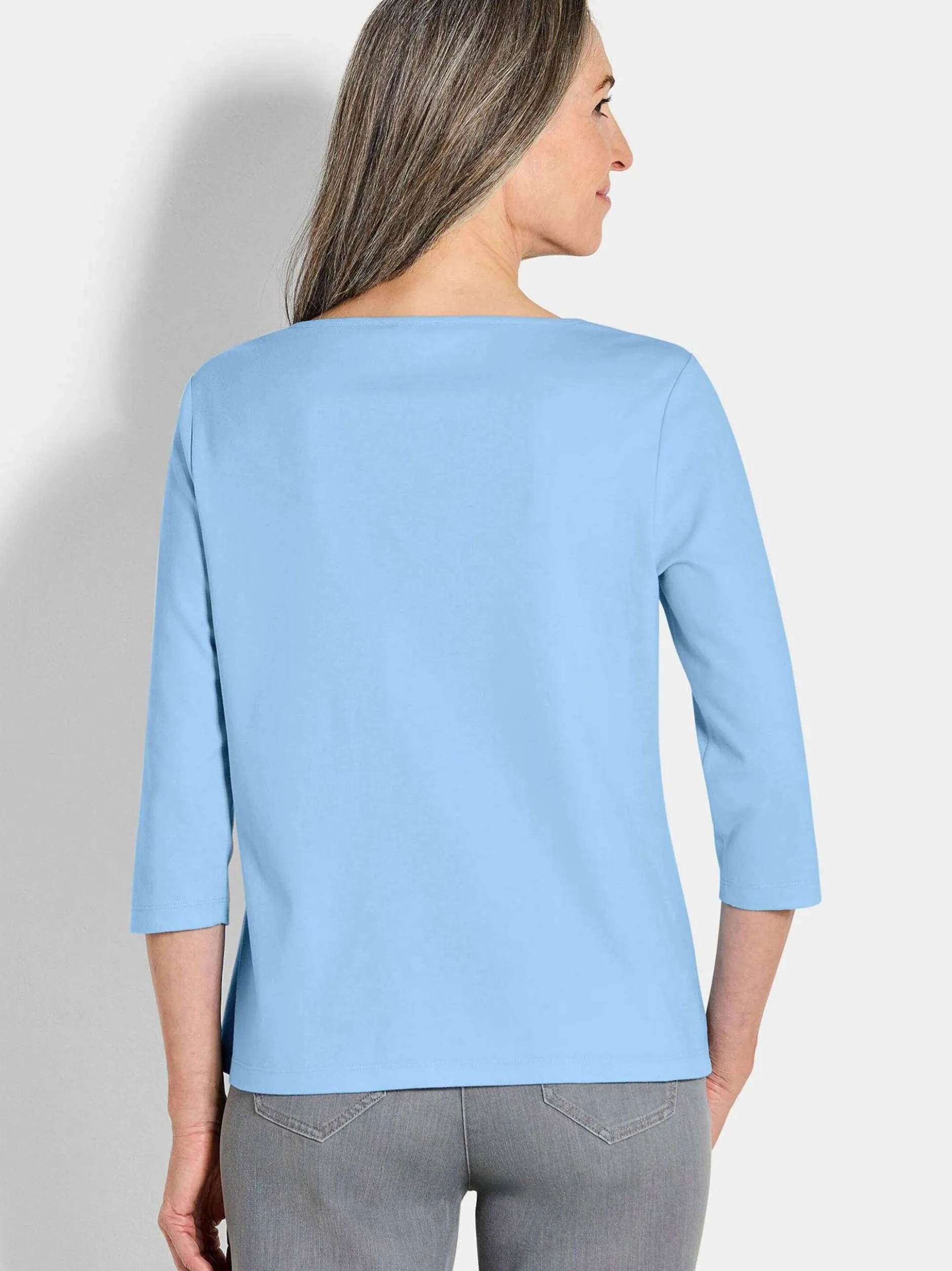 Goldner Damen Shirts in hellblau - Ausschnitt: U-Boot