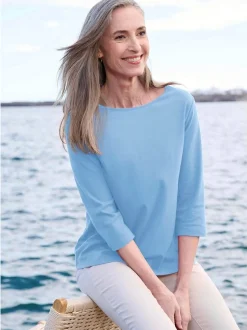 Goldner Damen Shirts in hellblau - Ausschnitt: U-Boot