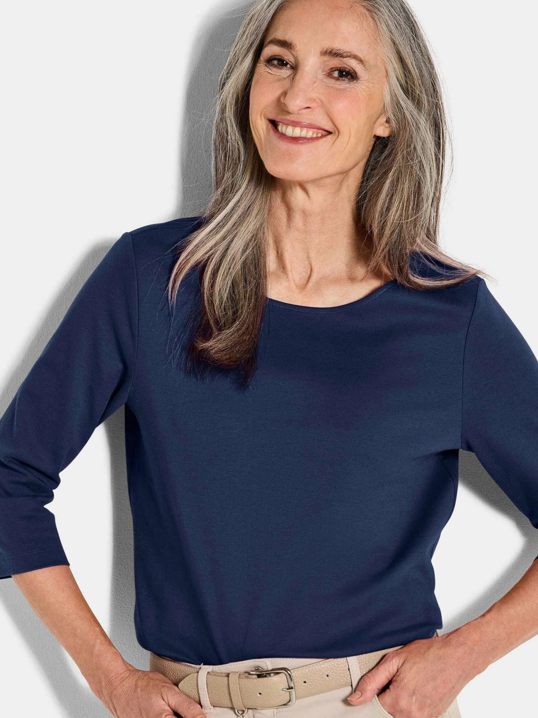 Goldner Damen Shirts in marine - Ausschnitt: U-Boot