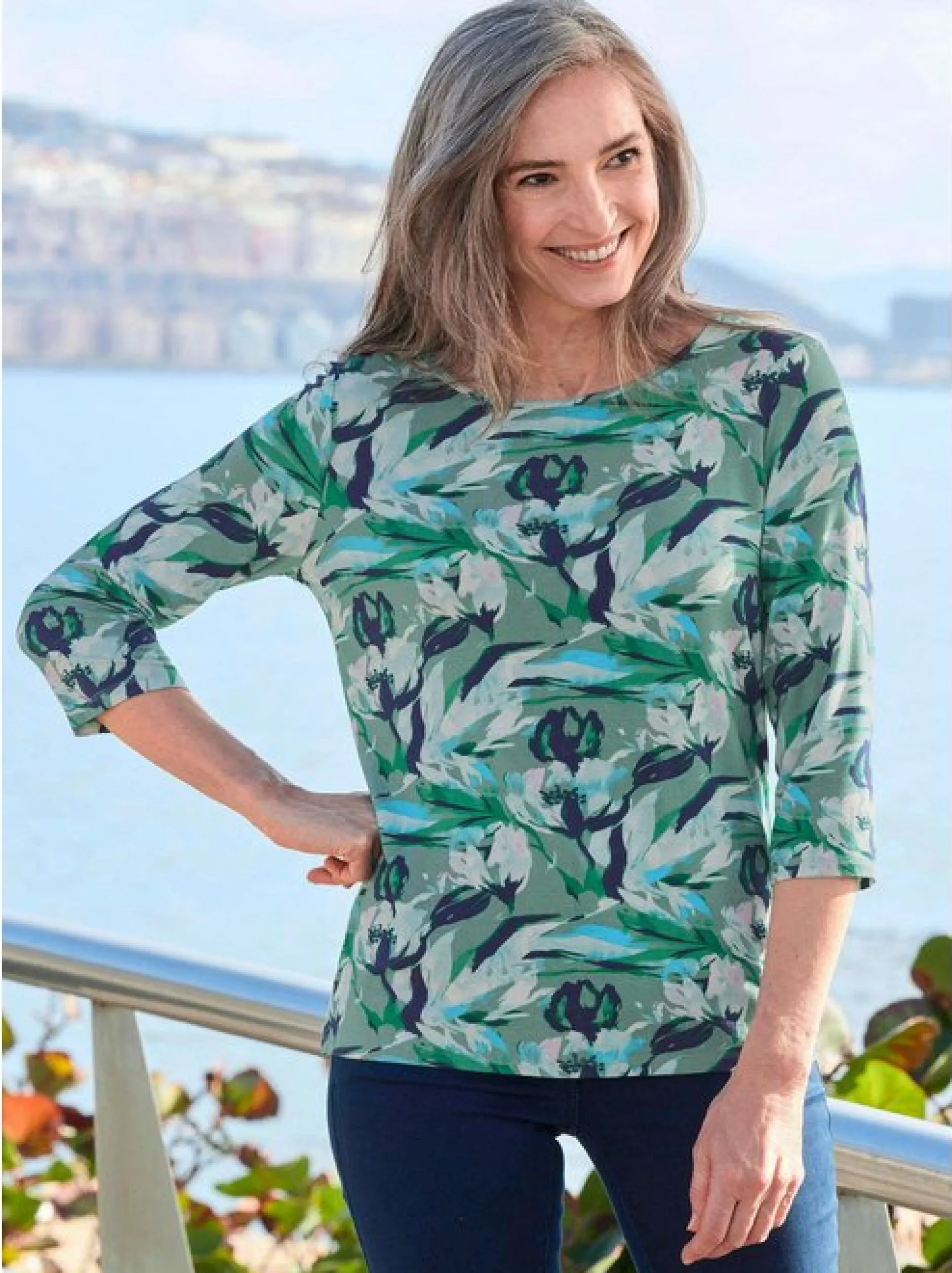 Goldner Damen Shirts in marine mehrfarbig