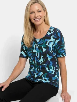 Goldner Damen Shirts in marine - Ausschnitt: Rundhals