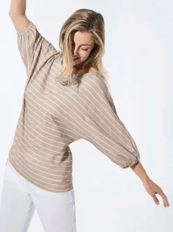 Goldner Damen Shirts in sand - Ausschnitt: U-Boot