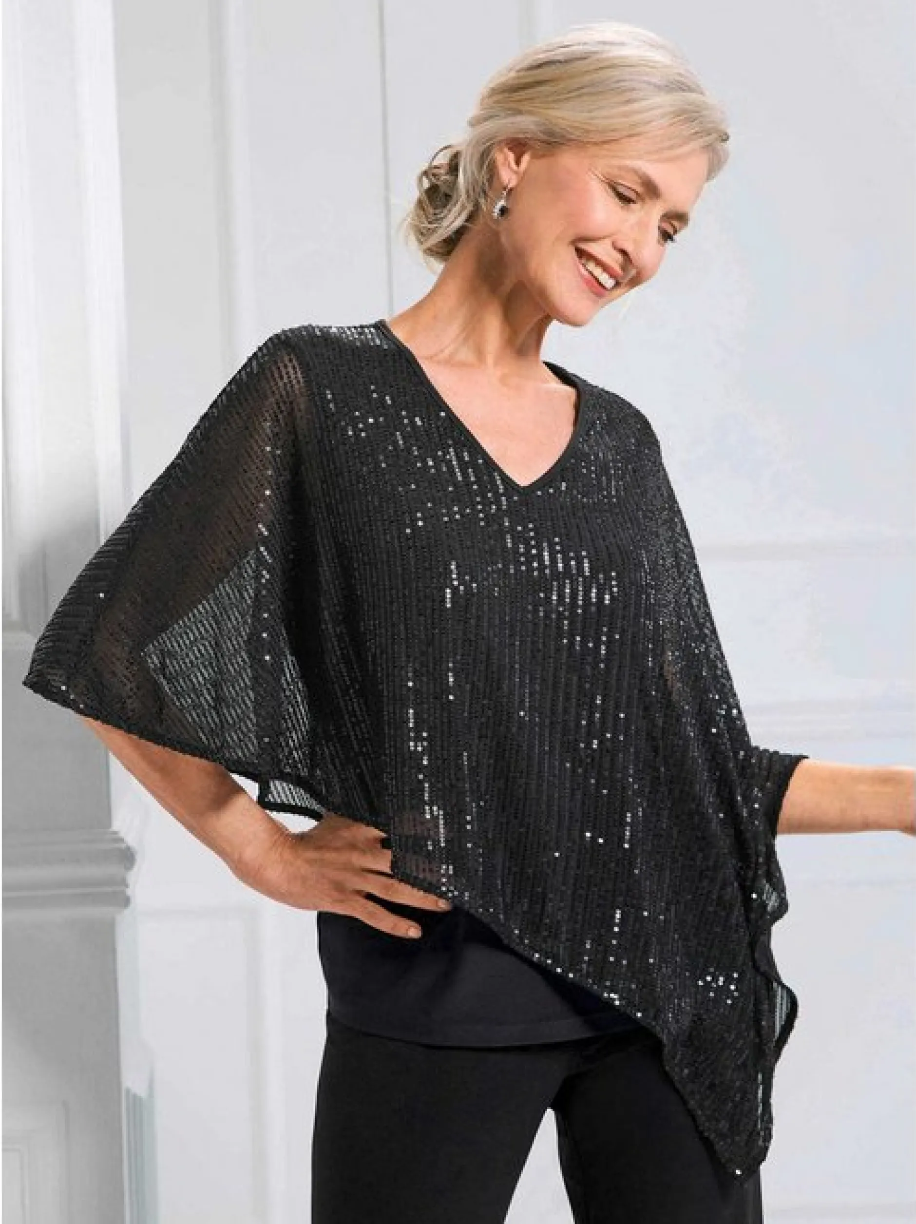 Goldner Damen Shirts in schwarz - Ärmel: 3/4 Arm