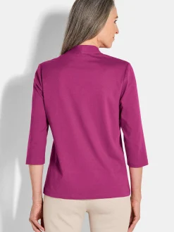 Goldner Damen Shirts - Kurzgröße in aubergine