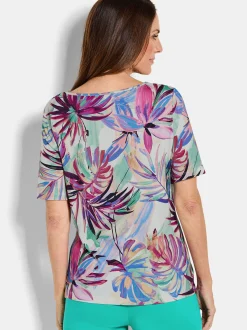 Goldner Damen Shirts - Kurzgröße in türkis