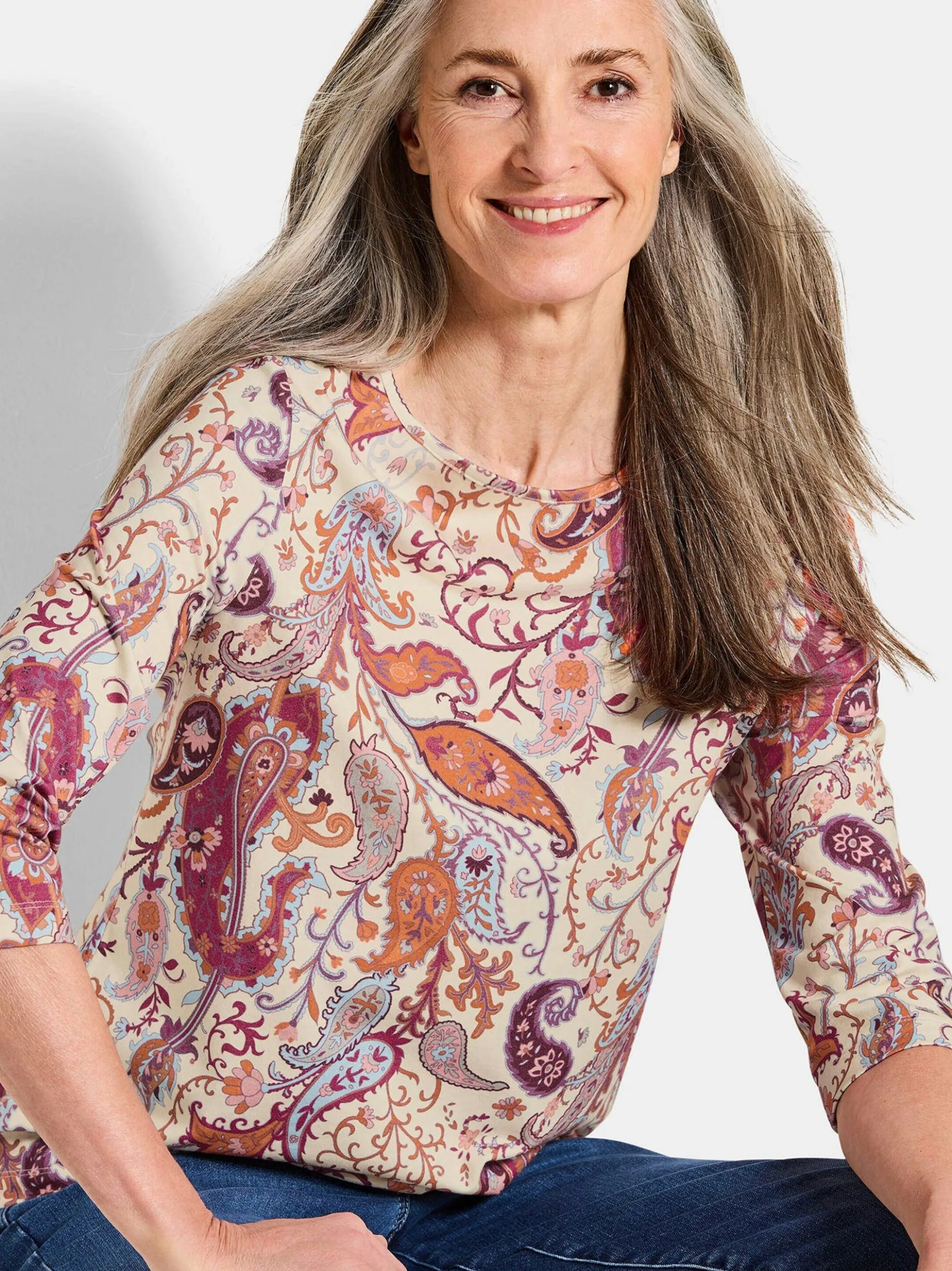 Goldner Damen Shirts - Kurzgröße in pink mehrfarbig