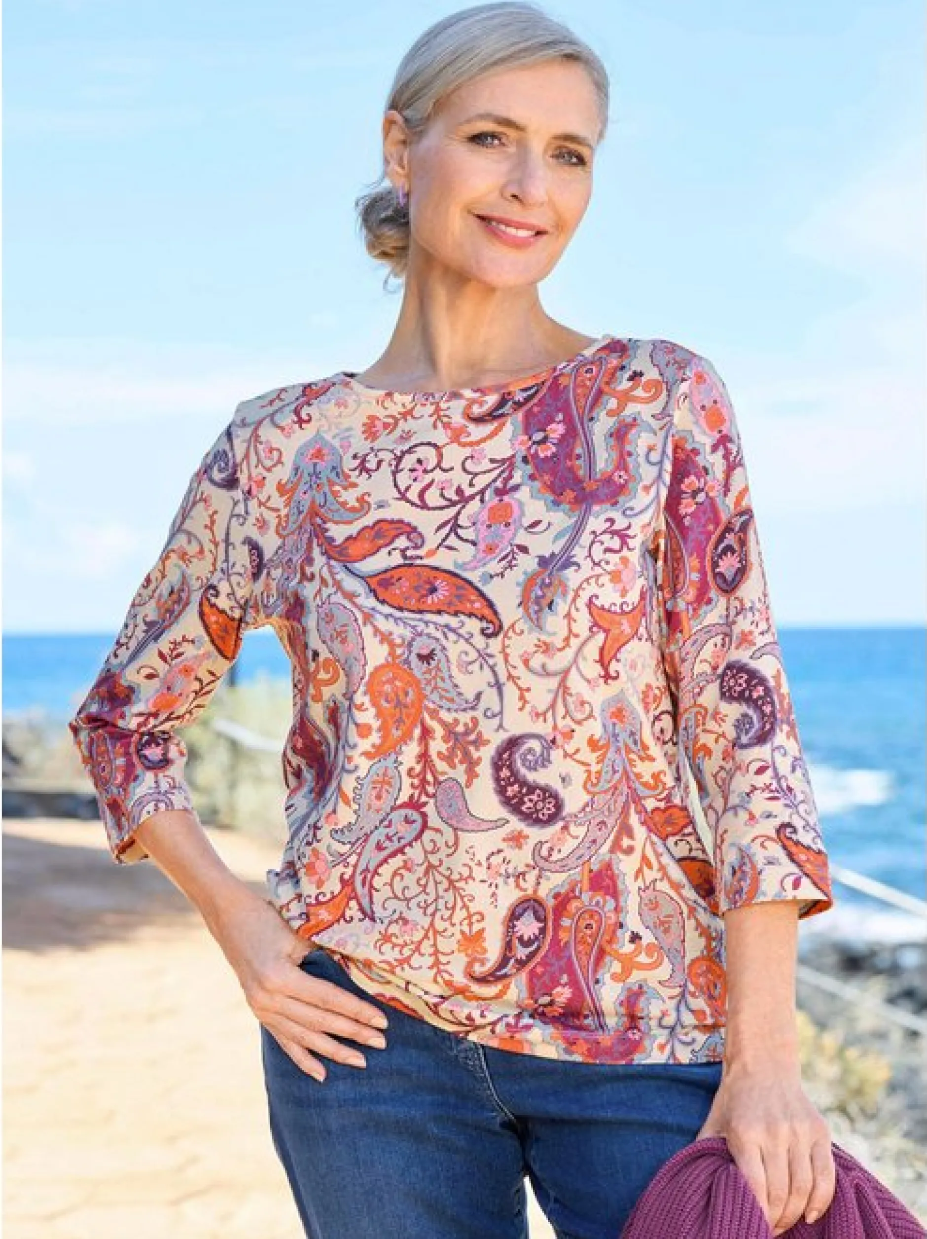 Goldner Damen Shirts - Kurzgröße in pink mehrfarbig