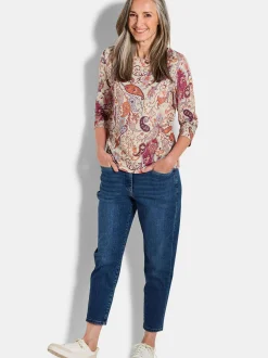 Goldner Damen Shirts - Kurzgröße in pink mehrfarbig