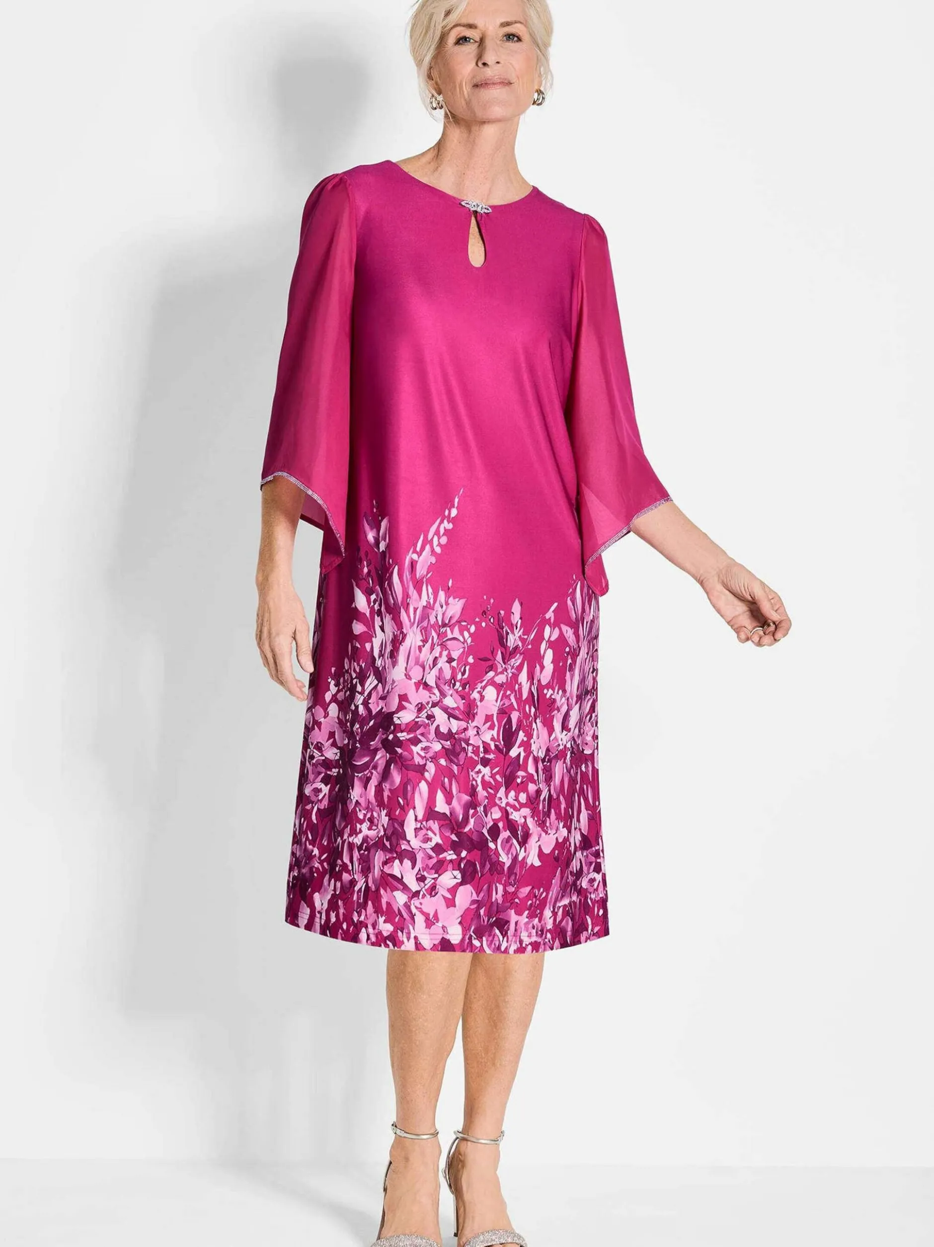 Goldner Damen Sommerkleider in pink - Ausschnitt: U-Boot