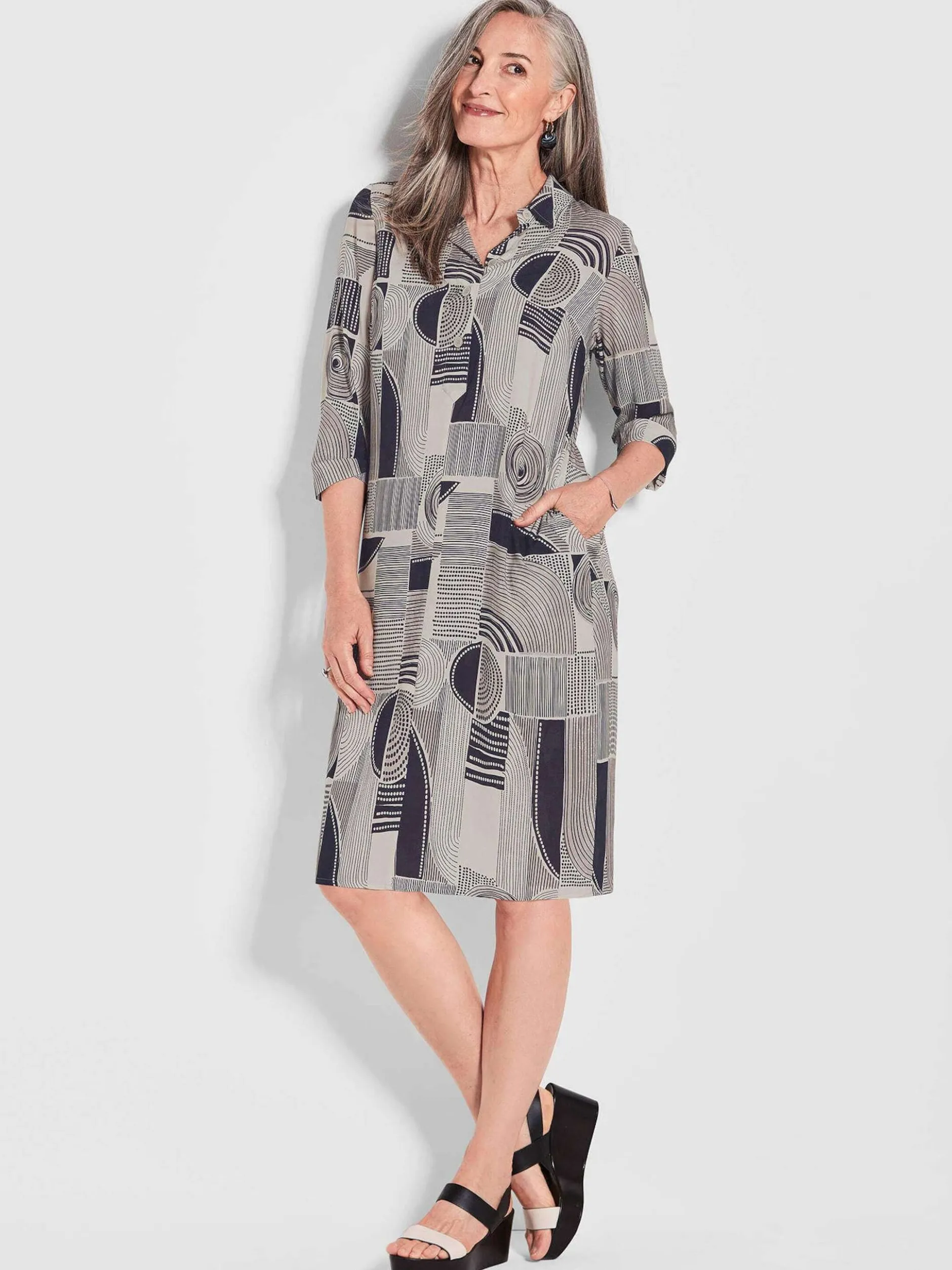 Goldner Damen Sommerkleider in grau schwarz