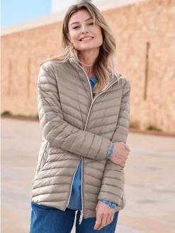 Goldner Damen Steppjacken - Kurzgröße in taupe