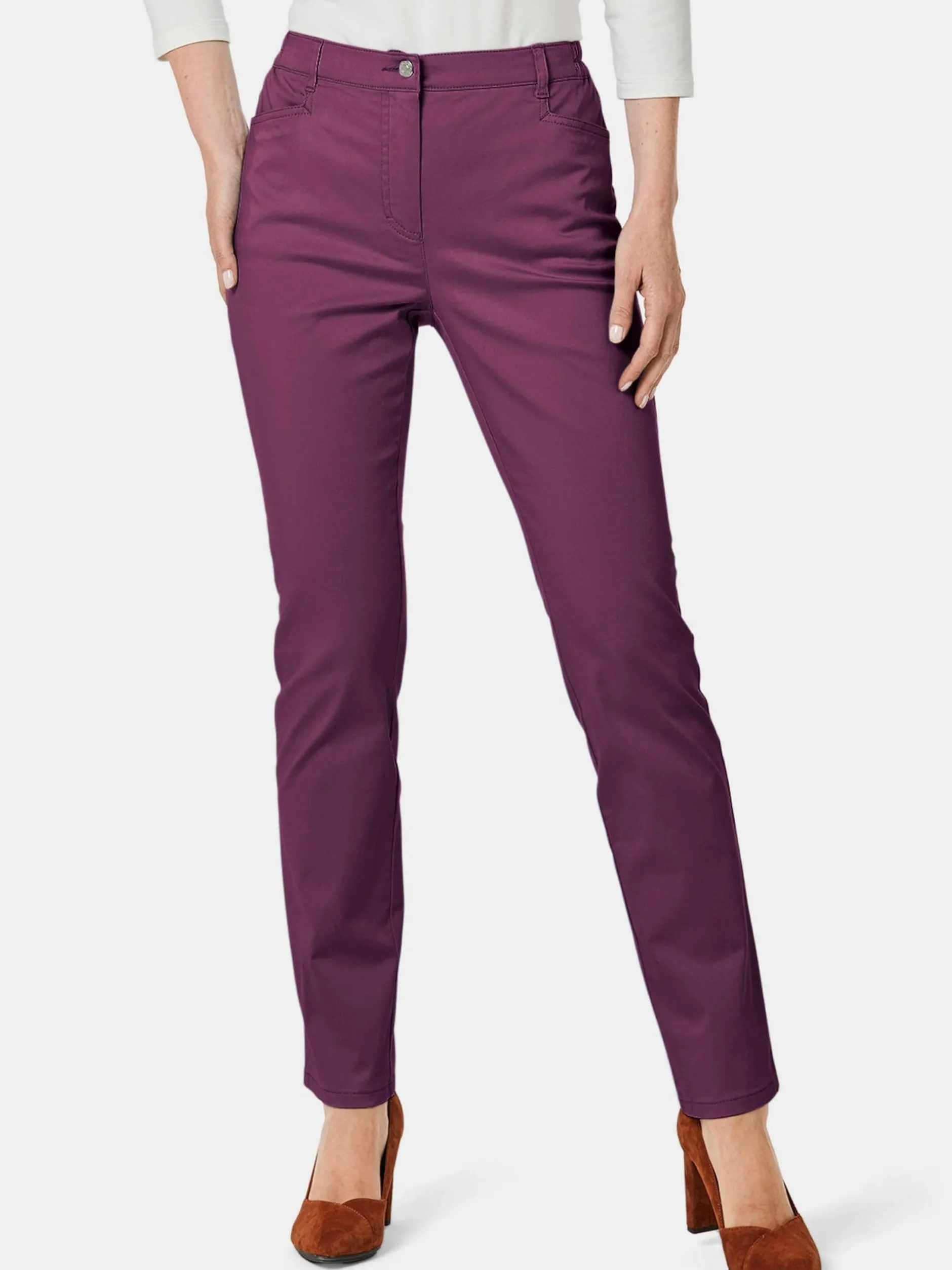 Goldner Damen Stoffhosen in aubergine