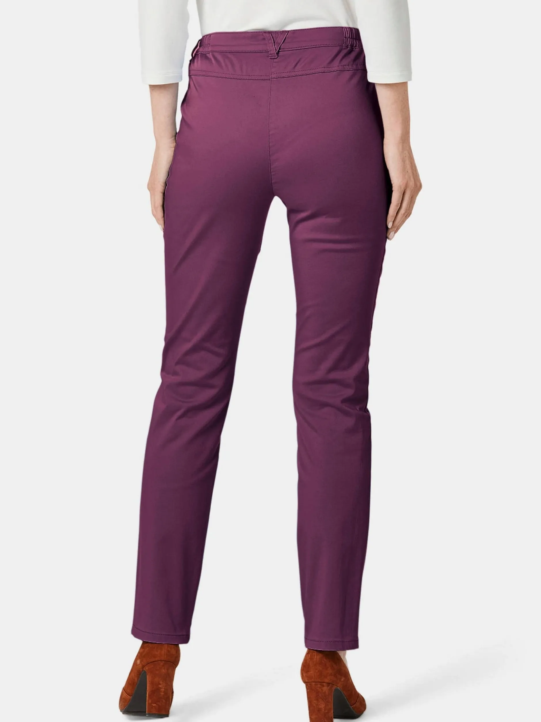 Goldner Damen Stoffhosen in aubergine