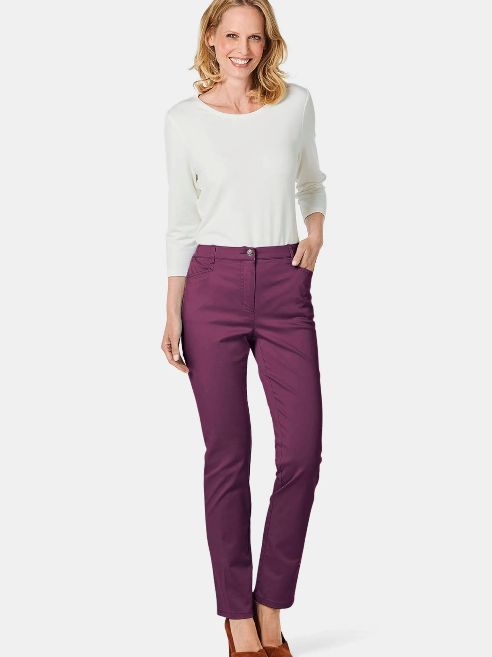 Goldner Damen Stoffhosen in aubergine