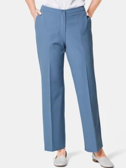 Goldner Damen Stoffhosen in blau