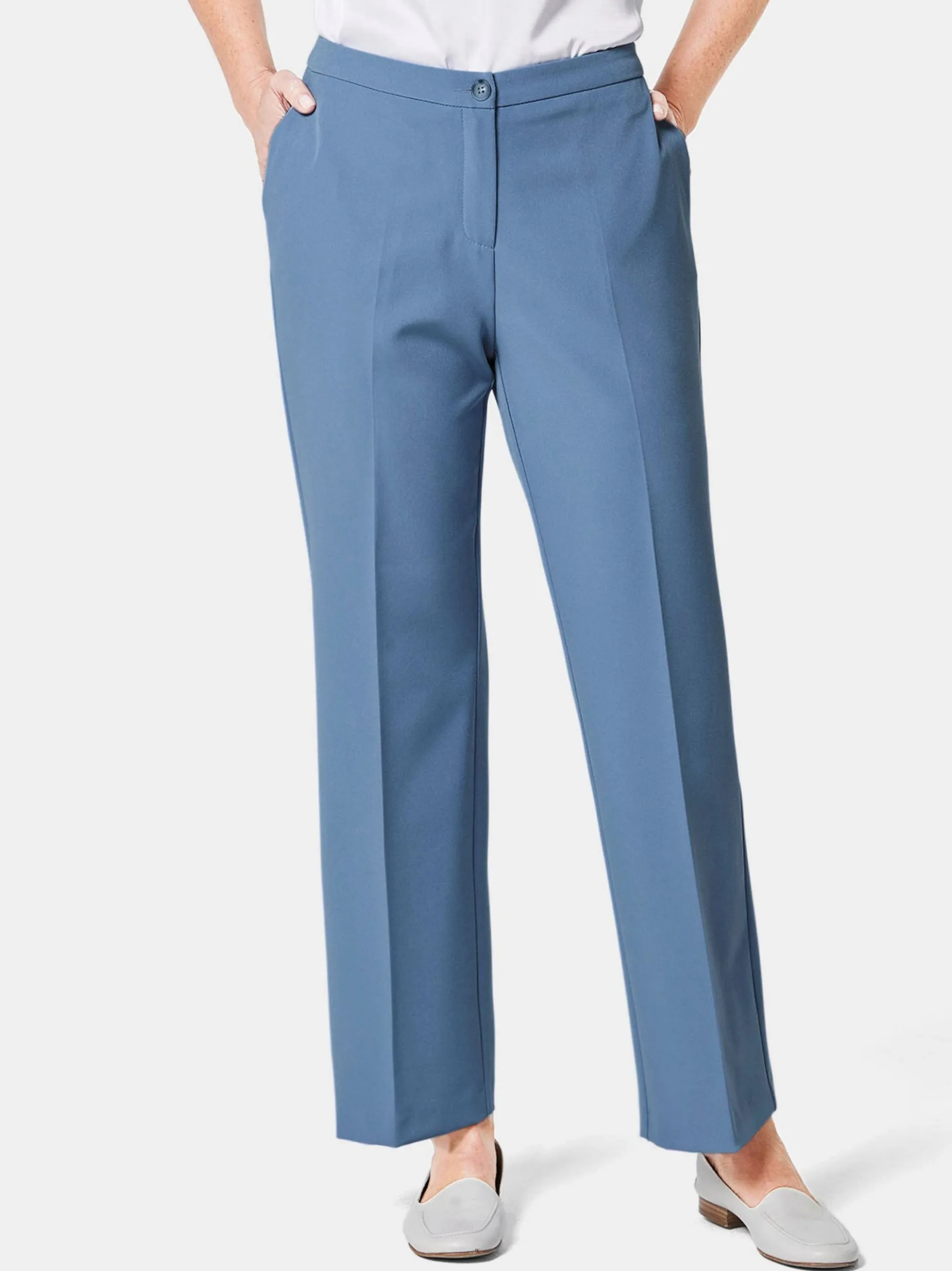 Goldner Damen Stoffhosen in blau