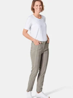Goldner Damen Stoffhosen in grau