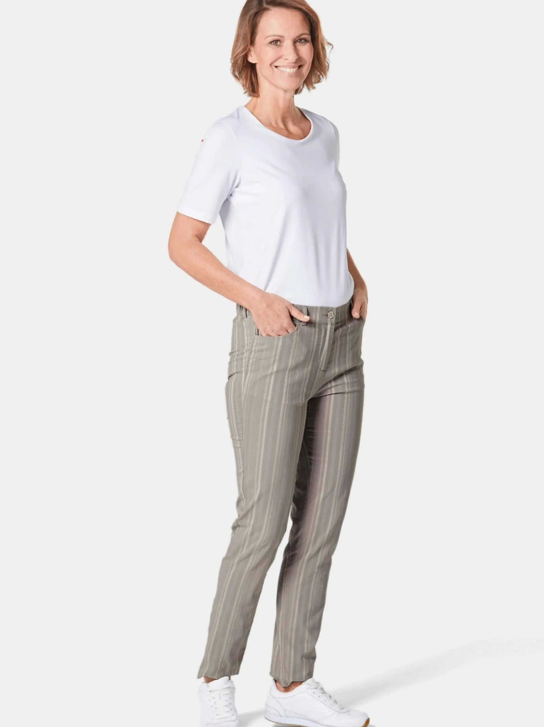 Goldner Damen Stoffhosen in grau