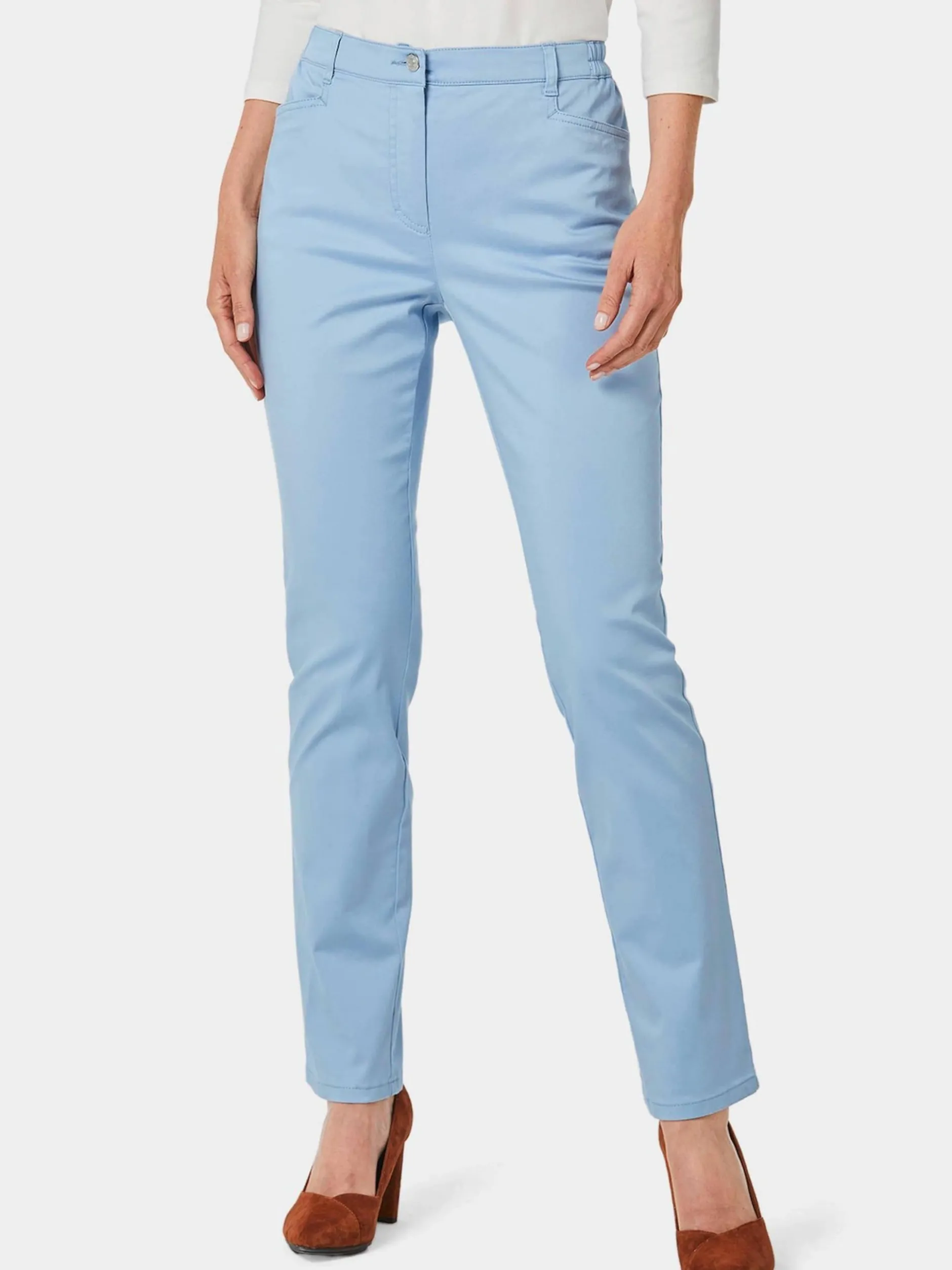 Goldner Damen Stoffhosen in hellblau