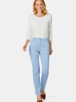 Goldner Damen Stoffhosen in hellblau