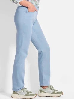 Goldner Damen Stoffhosen in hellblau