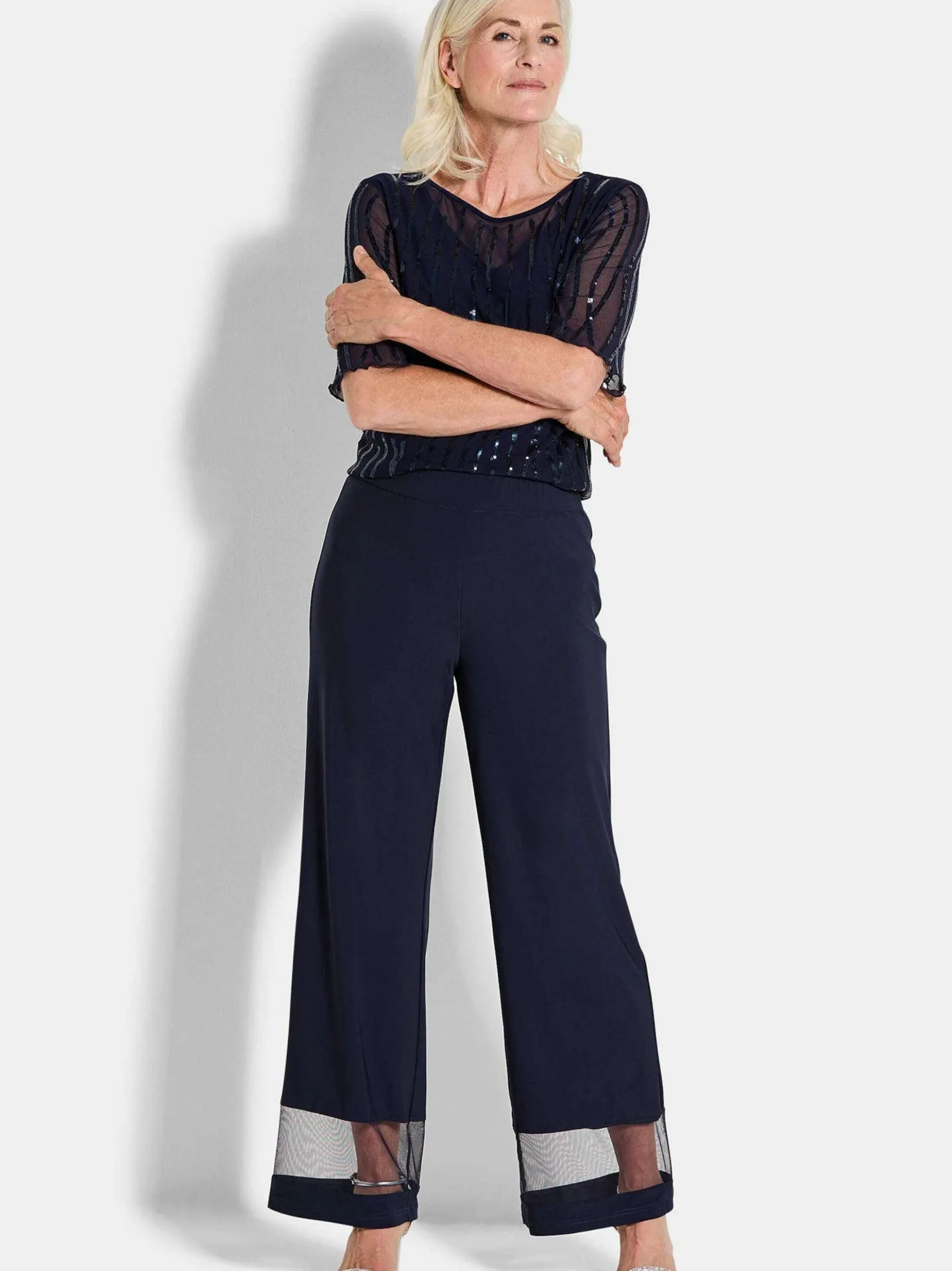 Goldner Damen Stoffhosen in marine