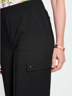 Goldner Damen Stoffhosen in schwarz