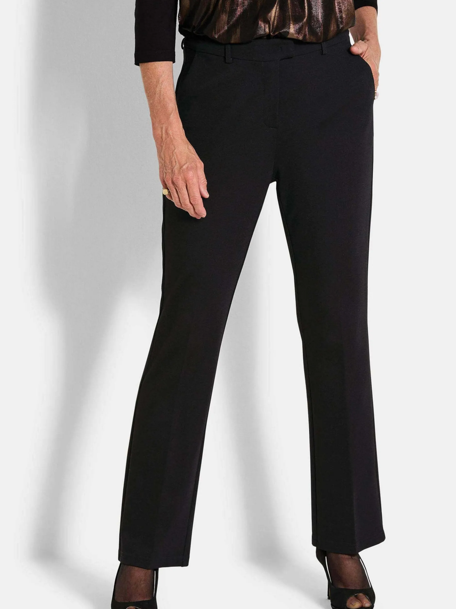 Goldner Damen Stoffhosen in schwarz