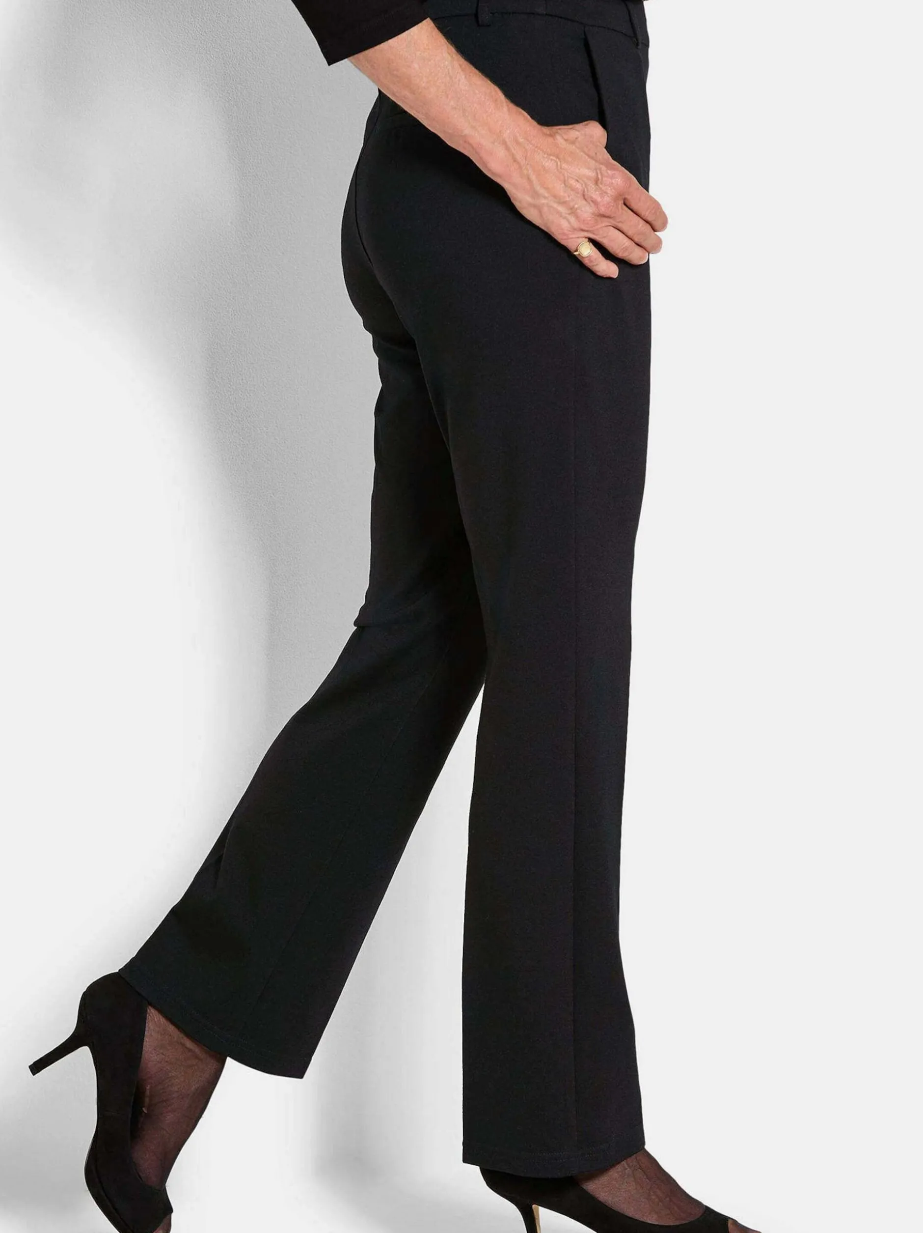 Goldner Damen Stoffhosen in schwarz