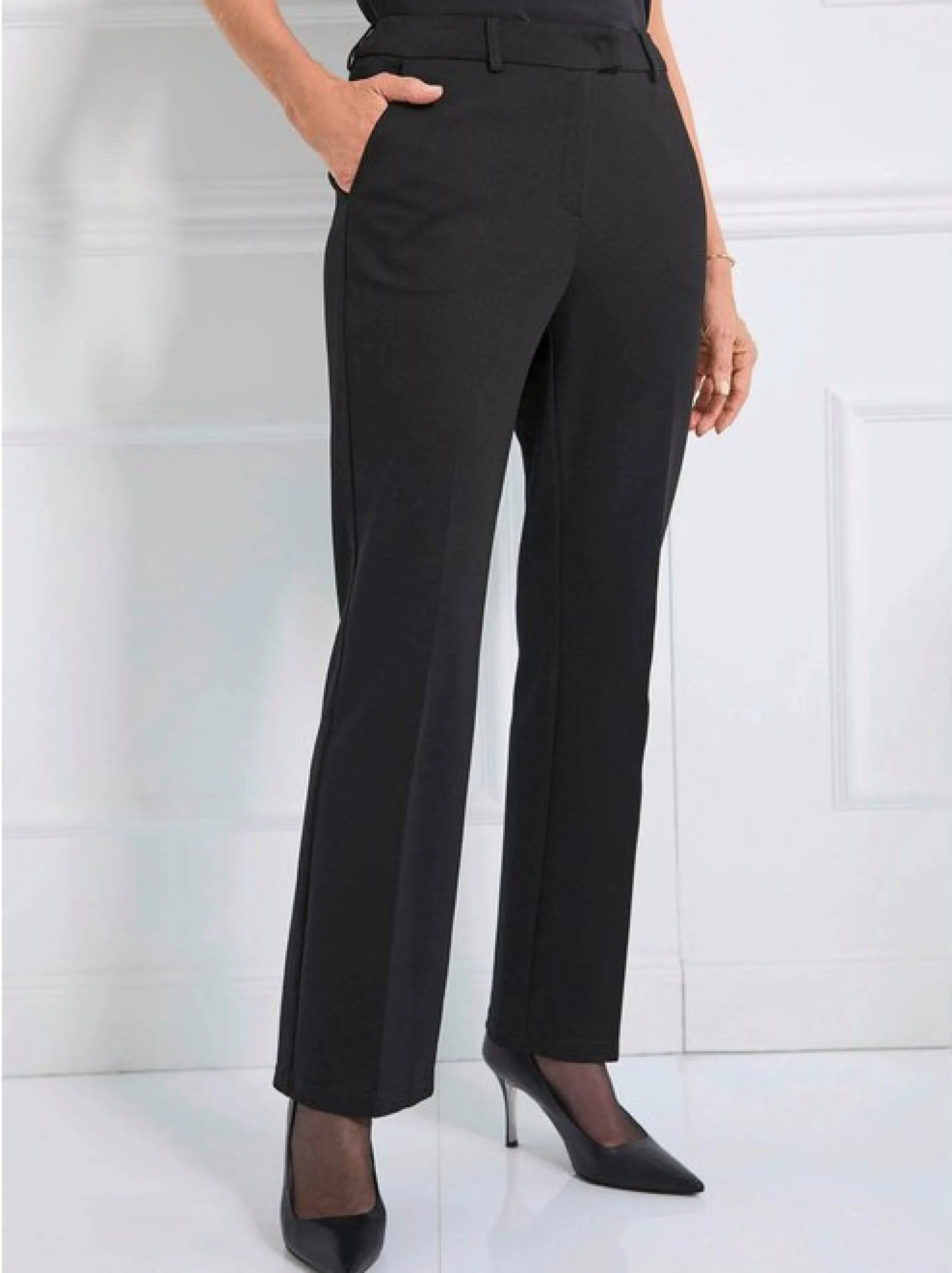 Goldner Damen Stoffhosen in schwarz