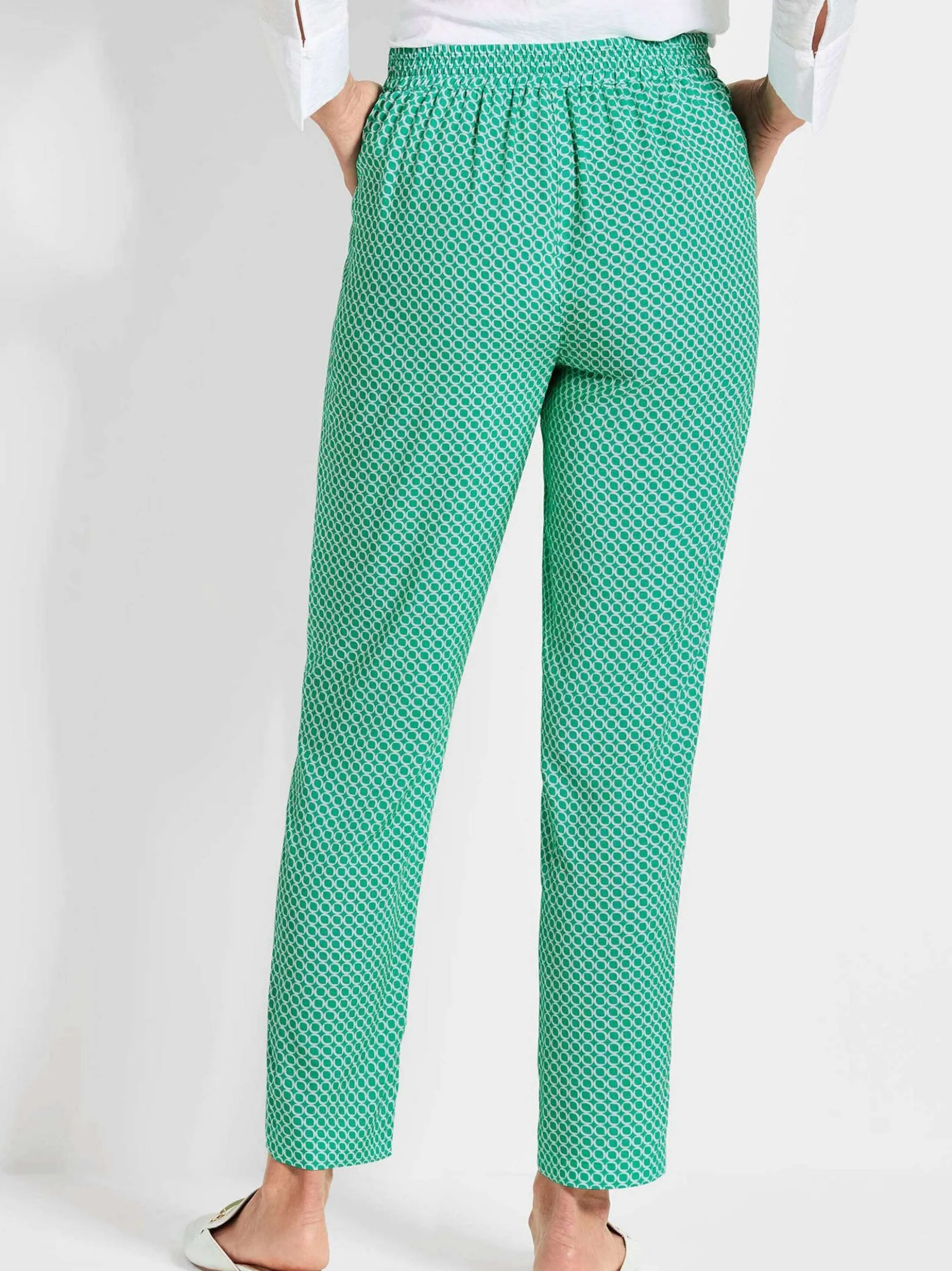 Goldner Damen Stoffhosen in smaragd