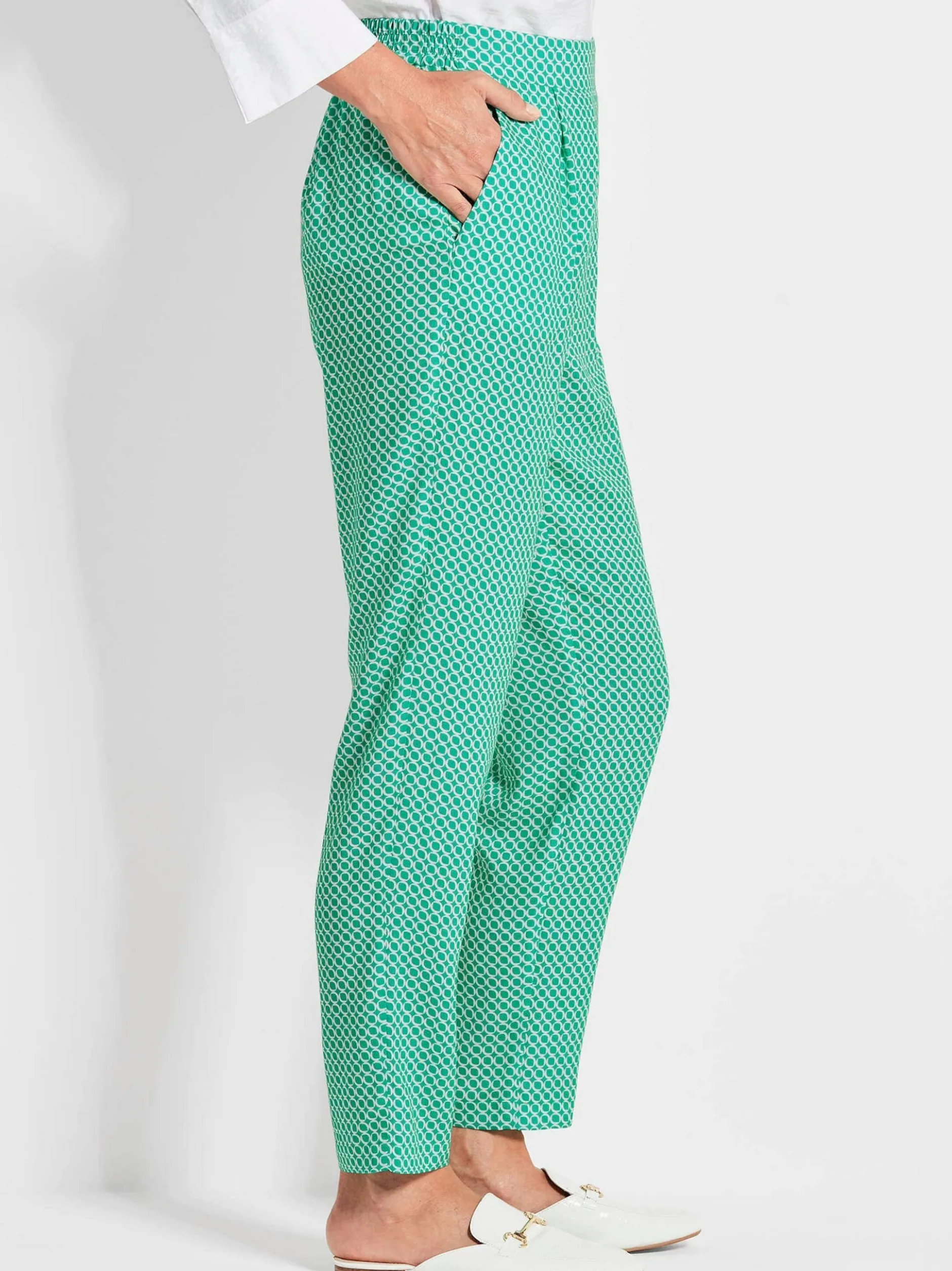 Goldner Damen Stoffhosen in smaragd